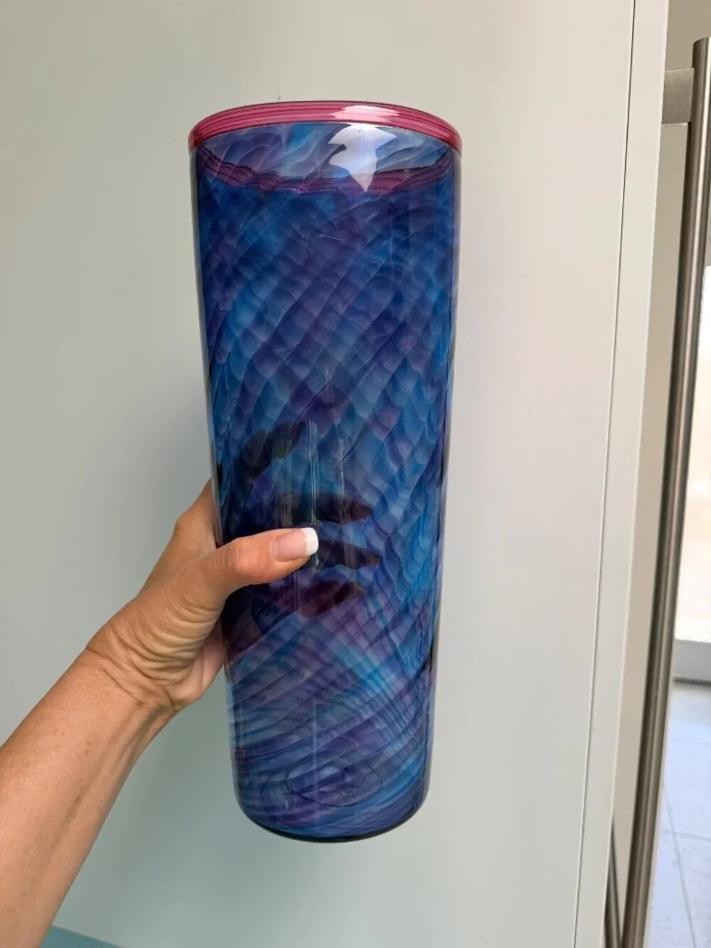 C.B. Glass Curtiss Brock Studio Art Glass 13 Inch Vase Signed Large Vintage